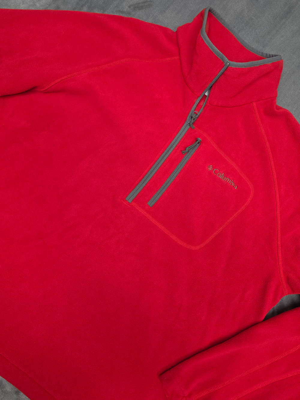 Columbia Fleece Pullover Quarter Zip Red Mens XXL